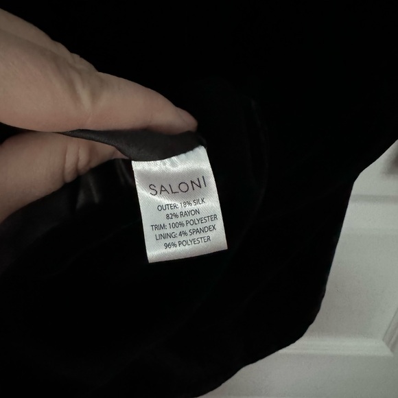 EUC Saloni Camille Bow- Front Mini Dress in black and white Size 14 - Picture 7 of 9